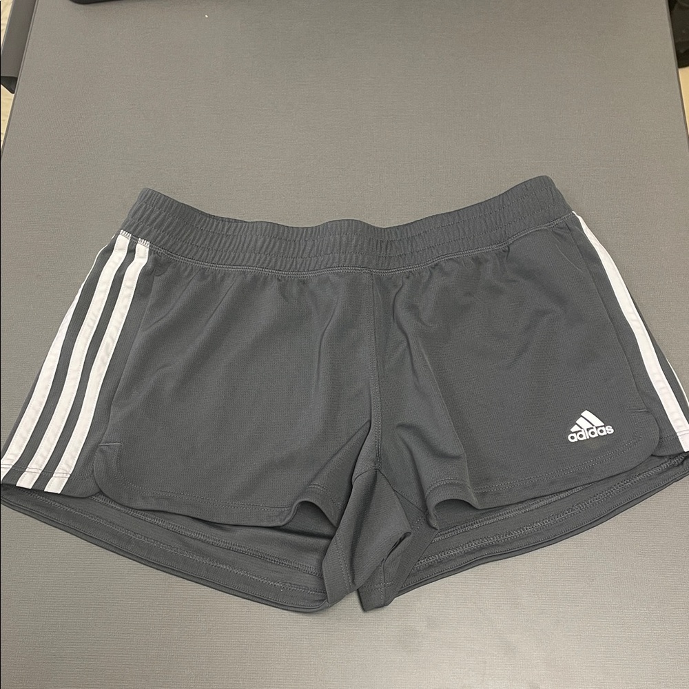 Adidas Dark Gray Shorts with White Stripes